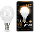 Лампа Gauss LED Шар E14 6.5W 520lm 3000K 1/10/50