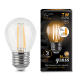 Лампа Gauss LED Filament Шар E27 7W 550lm 2700K step dimmable 1/10/50