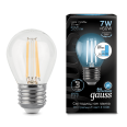 Лампа Gauss LED Filament Шар E27 7W 580lm 4100K step dimmable 1/10/50