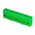 Шина ``0`` PE (6х9мм) 12 отверстий латунь зеленый изолированный корпус на DIN-рейку розничный стикер EKF PROxima