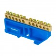 Шина ``0`` N (8х12мм) 12 отверстий латунь синий изолятор на DIN-рейку розничный стикер EKF PROxima