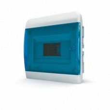 Щит встраиваемый 8 мод. IP41, прозрачная синяя дверца