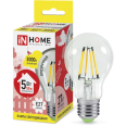Лампа светодиодная LED-A60-deco 5Вт 220В Е27 3000К 450Лм прозрачная IN HOME