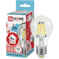 Лампа светодиодная LED-A60-deco 7Вт 220В Е27 4000К 630Лм прозрачная IN HOME