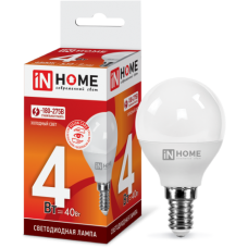 Лампа светодиодная LED-ШАР-VC 4Вт 230В Е14 6500К 360Лм IN HOME