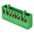 Шина ``0`` PE (6х9мм) 8 отверстий латунь зеленый изолированный корпус на DIN-рейку розничный стикер EKF PROxima