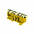 Шина ``0`` N (6х9мм) 14 отверстий латунь желтый изолятор на DIN-рейку EKF PROxima