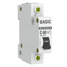 Автоматический выключатель 1P 40А (C) 4,5кА ВА 47-29 Basic