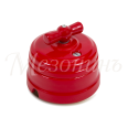 Выключатель фарфоровый проходной на 2 положения в комплекте с подъемной рамкой, 10А, 250В, цвет - Красный, ТМ `МЕЗОНИНЪ`
