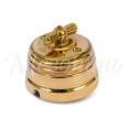 Выключатель проходной фарфоровый поворотный на 2 положения в комплекте с подъемной рамкой, 10А, 250В, цвет - золото, коллекция `Самсон` ТМ `МЕЗОНИНЪ`