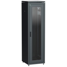 ITK Шкаф сетевой 19` LINEA N 42U 600х600 мм стеклянная передняя дверь, задняя металлическая черный