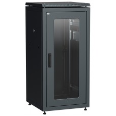 ITK Шкаф сетевой 19` LINEA N 28U 600х800 мм стеклянная передняя дверь, задняя металлическая черный