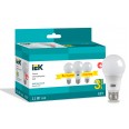 Лампа LED A60 шар 11Вт 230В 4000К E27 (3шт/упак) IEK