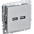 BRITE Розетка USB A+A 5В 3,1А РЮ10-1-БрА алюминий IEK