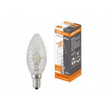 Лампа накаливания `Витая свеча` прозрачная 40 Вт-230 В-Е14 TDM