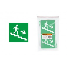 Знак `Направление к эвакуационному выходу (по лестнице направо вниз)` 150х150мм TDM