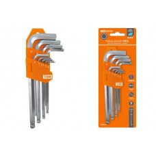 Набор ключей `HEX` 9 шт.: 1.5-10 мм, длинные с шаром, (держатель в блистере), CR-V сталь `Алмаз` TDM