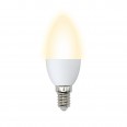 LED-C37-6W/WW/E14/FR/O Лампа светодиодная Volpe. Форма `свеча`, матовая колба. Материал корпуса пластик. Цвет свечения теплый белый. Серия Optima. Упаковка картон