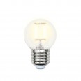 LED-G45-6W/WW/E27/FR PLS02WH Лампа светодиодная. Форма `шар`, матовая. Серия Sky. Теплый белый свет. Картон. ТМ Uniel.