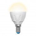 LED-G45-6W/WW/E14/FR/DIM PLP01WH Лампа светодиодная диммируемая. Форма `шар`, матовая. Серия Palazzo. Теплый белый свет. Картон. ТМ Uniel.