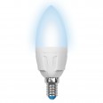 LED-C37-7W/NW/E14/FR PLP01WH Лампа светодиодная. Форма `свеча`, матовая. Серия Palazzo. Белый свет. Картон. ТМ Uniel.