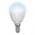LED-G45-7W/NW/E14/FR PLP01WH Лампа светодиодная. Форма `шар`, матовая. Серия Palazzo. Белый свет. Картон. ТМ Uniel.