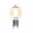 LED-JCD-4W/WW/G9/CL GLZ01TR Лампа светодиодная, прозрачная. Теплый белый свет (3000К). Картон. ТМ Uniel