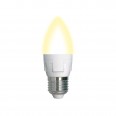 LED-C37 7W/WW/E27/FR PLP01WH Лампа светодиодная. Форма «свеча», матовая. Серия ЯРКАЯ. Теплый белый свет (3000K). Картон. ТМ Uniel