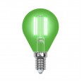 LED-G45-5W/GREEN/E14 GLA02GR Лампа светодиодная. Форма `шар`. Серия Air color. Зеленый свет. Картон. ТМ Uniel