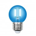LED-G45-5W/BLUE/E27 GLA02BL Лампа светодиодная. Форма `шар`. Серия Air color. Синий свет. Картон. ТМ Uniel
