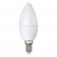 LED-C37-7W/DW/E14/FR/NR Лампа светодиодная. Форма `свеча`, матовая. Серия Norma. Дневной белый свет (6500K). Картон. ТМ Volpe