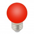 LED-G45-1W/RED/E27/FR/С Лампа декоративная светодиодная. Форма `шар`, матовая. Цвет красный. Картон. ТМ Volpe.