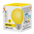 LED-G60-3W/YELLOW/E27/FR/С Лампа декоративная светодиодная. Форма `шар`, матовая. Цвет желтый. Картон. ТМ Volpe.