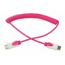 Шнур HDMI - HDMI, длина 2 метра, витой, розовый (GOLD) (PE пакет) REXANT