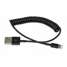 USB кабель для iPhone 5/6/7 моделей шнур спираль 1 м черный