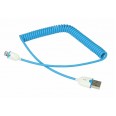 USB кабель для iPhone 5/6/7 моделей шнур спираль (усиленный) 1 м синий