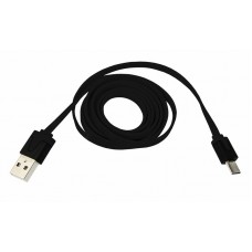 USB кабель универсальный microUSB шнур плоский 1 м черный