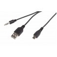 USB-AUX кабель на microUSB для портативных колонок 0,5 м REXANT