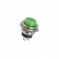 Выключатель-кнопка металл 250V 2А (2с) (ON)-OFF d16.2 зеленая REXANT