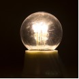 Лампа шар e27 6 LED d45мм - ТЕПЛЫЙ БЕЛЫЙ, прозрачная колба, эффект лампы накаливания