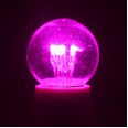 Лампа шар e27 6 LED d45мм - розовая, прозрачная колба, эффект лампы накаливания