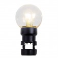 Лампа шар 6 LED вместе с патроном для белт-лайта, цвет: Тёплый белый, d45мм, прозрачная колба