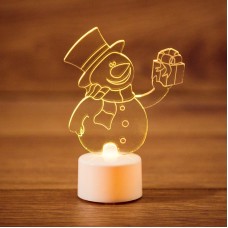 Фигура светодиодная на подставке `Снеговик с подарком 2D`, RGB