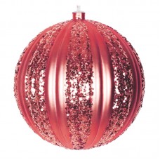 Елочная фигура `Полосатый шар`, 20 см, цвет красный