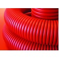 Двустенная труба ПНД гибкая для кабельной канализации д.110мм с протяжкой, SN8, в бухте 50м, цвет красный