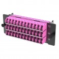 Адаптерная планка 18xLC Duplex адаптеров (цвет адаптеров - пурпурный), (c интегрированными шторками), OM4, 1 HU