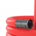 Усиленная двустенная труба ПНД гибкая для кабельной канализации д.40мм с протяжкой, SN28, 640Н, в бухте 150м, цвет красный