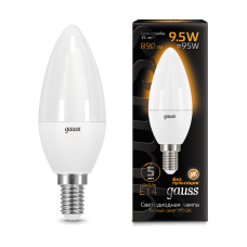 Лампа Gauss LED Свеча E14 9.5W 890lm 3000К 1/10/50