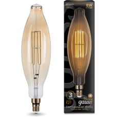 Лампа Gauss LED Vintage Filament BT120 8W E27 120*420mm Amber 780lm 2400K 1/10