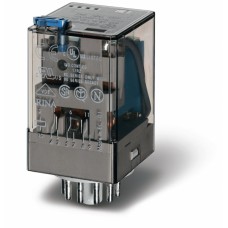Универсальное электромеханическое реле монтаж в розетку 11-штырьковый разъем 3CO 10A контакты AgNi катушка 12В AC степень защиты RTI опции: кнопка тест + LED